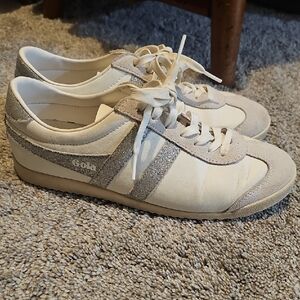 Gola Women's Cream and Silver Glitter Sneakers